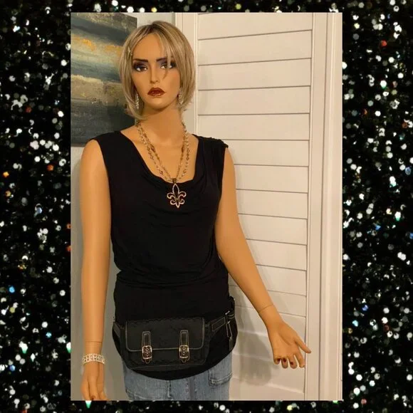 COACH BELT BAG FANNY PACK IN SIGNATURE MINI "C" JACQUARD FABRIC & LEATHER BLACK - Picture 1 of 12